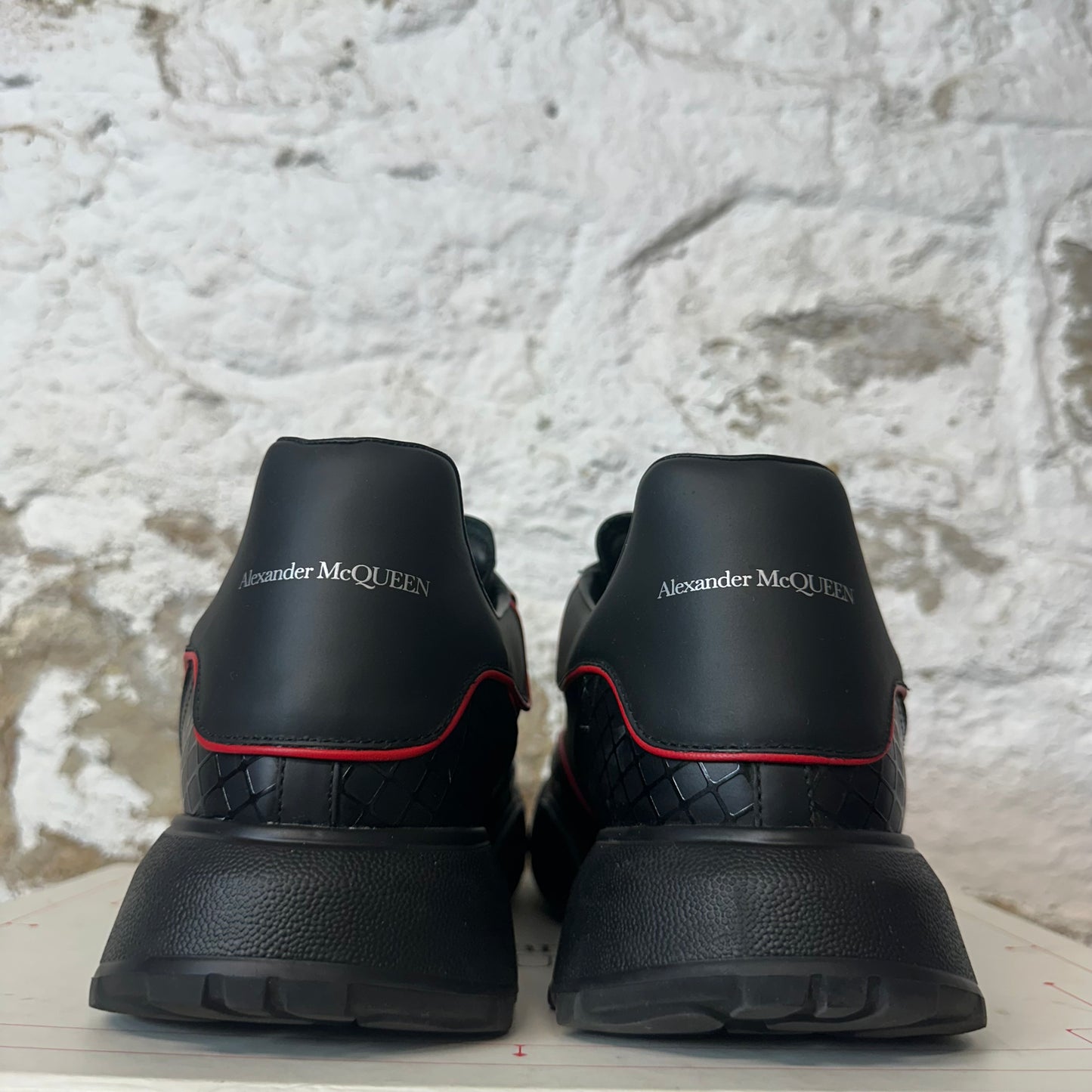 Alexander Mcqueen Black Red Nappa Joey Sneaker Sz 10.5 (43.5)