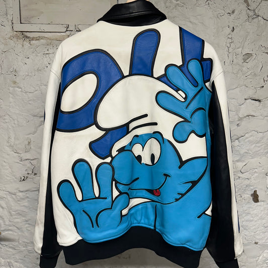 Supreme Smurfs Leather Varsity Jacket Sz M