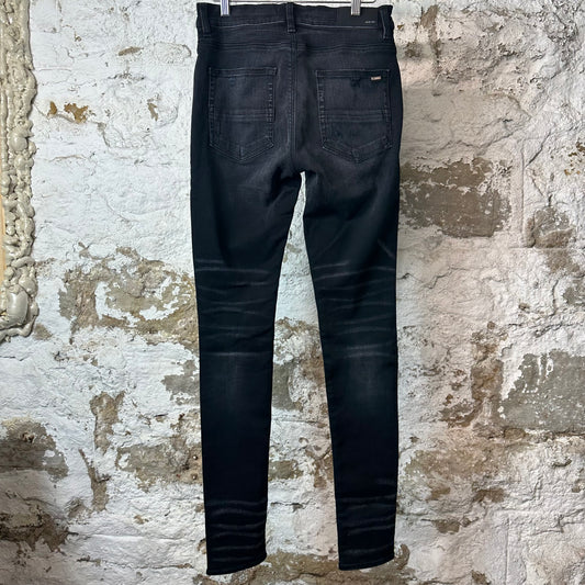 Amiri Cheetah Print Thrasher Black Denim Jeans Sz 30