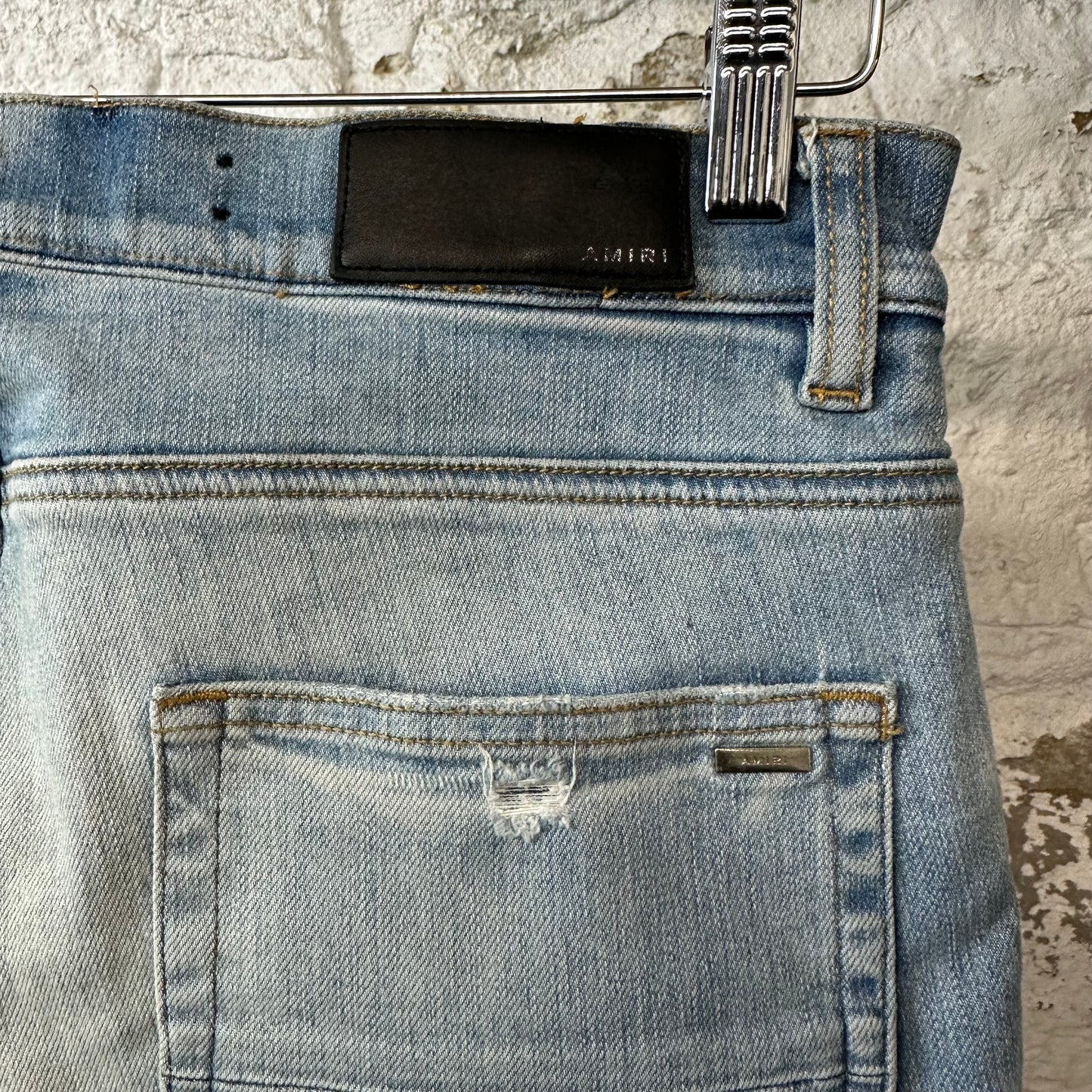 Amiri MX2 Multicolor Flannel Blue Denim Jeans Sz 32