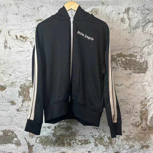 Palm Angels Black Cream Hooded Track Jacket Sz M