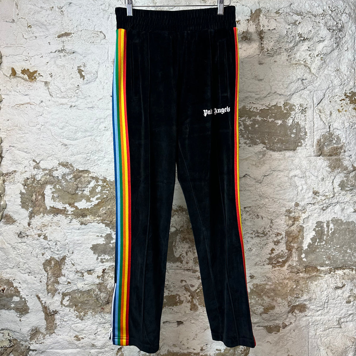 Palm Angels Rainbow Velour Track Pants Black Sz S