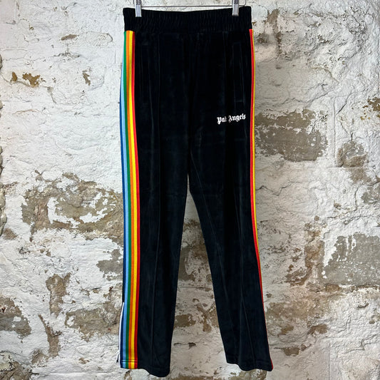 Palm Angels Rainbow Velour Track Pants Black Sz S
