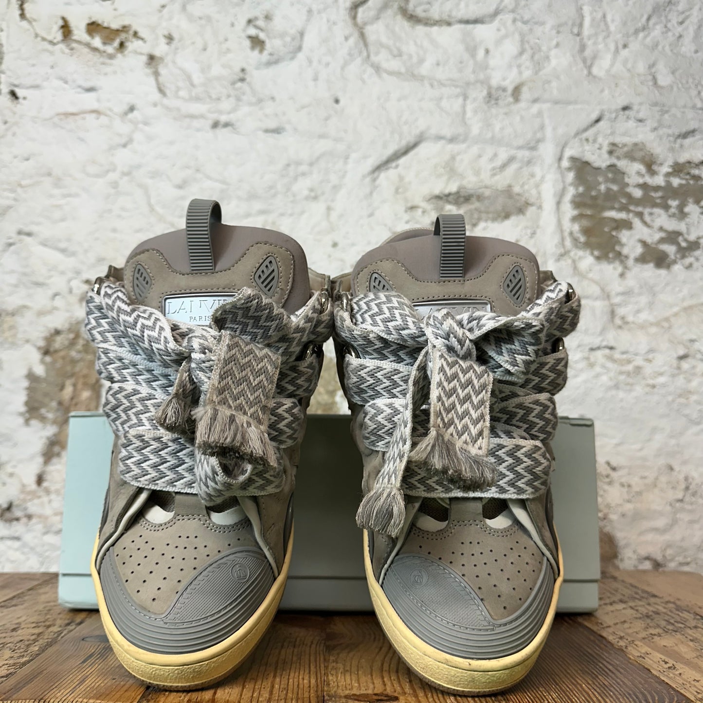Lanvin Curb White Gray Cream Sneaker Sz 9 (42)