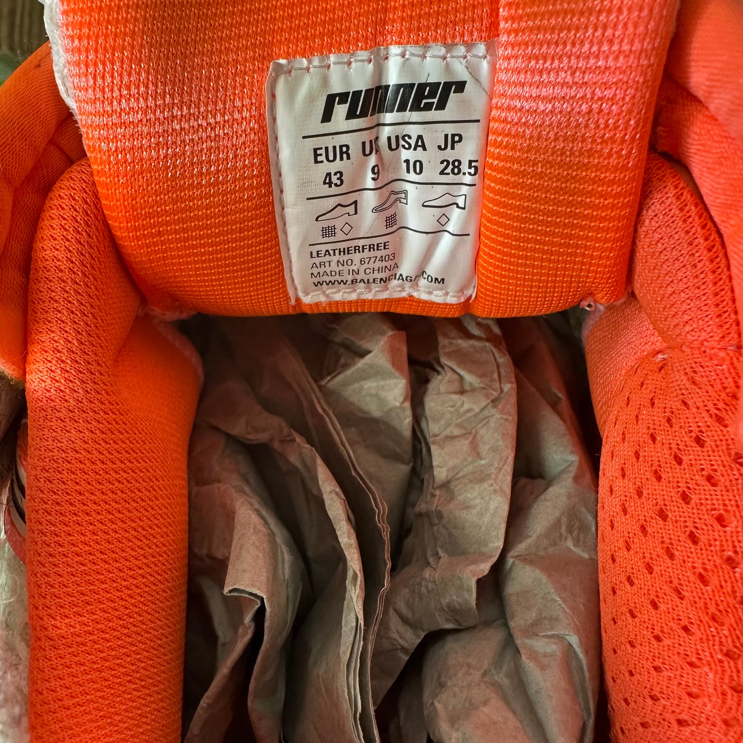 Balenciaga Runner Orange White Cream Sneaker Sz 10 (43)