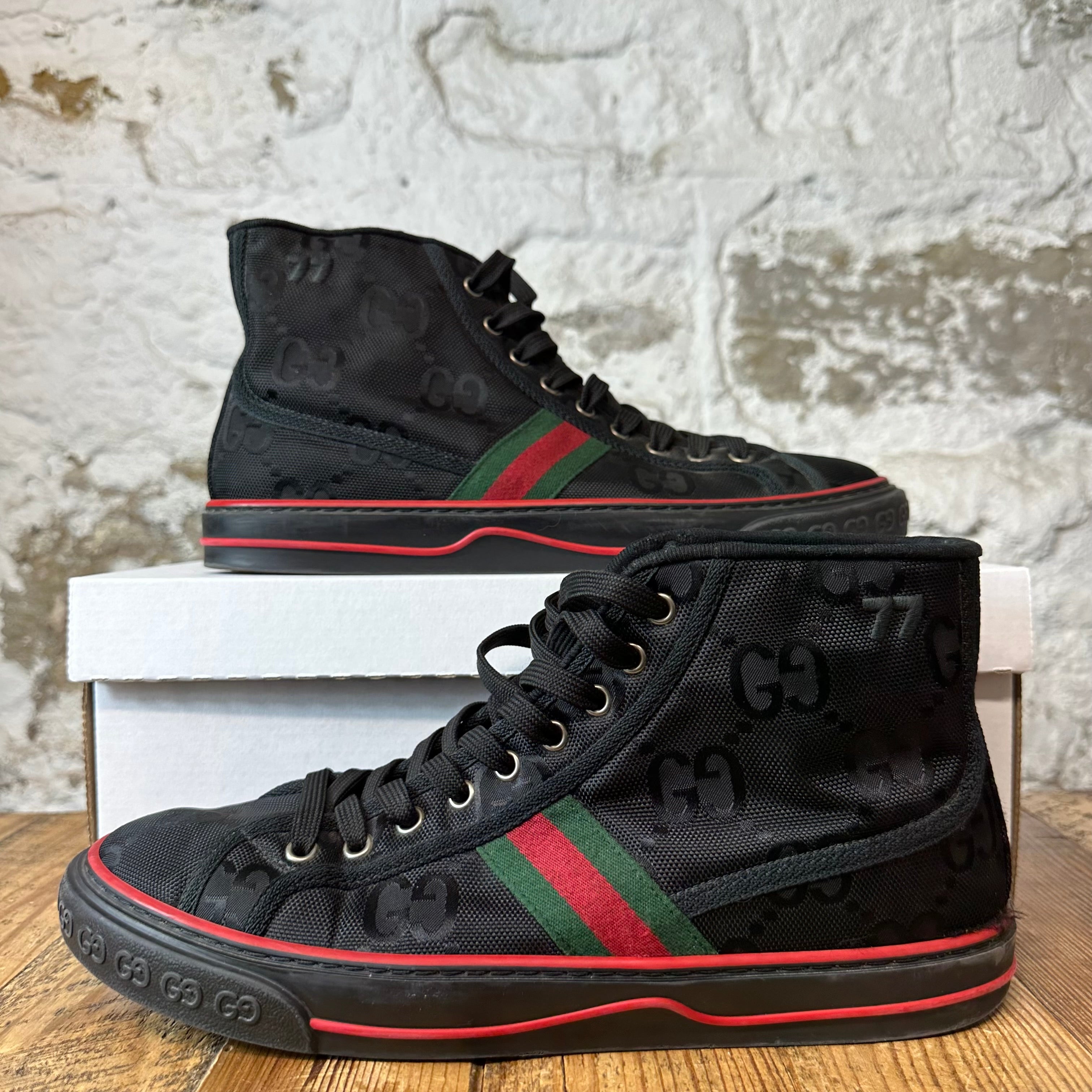 Gucci High Tennis 1977 Black Monogram Sneaker Sz 9.5