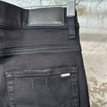 Amiri MX1 Black Leather Black Denim Jeans Sz 28