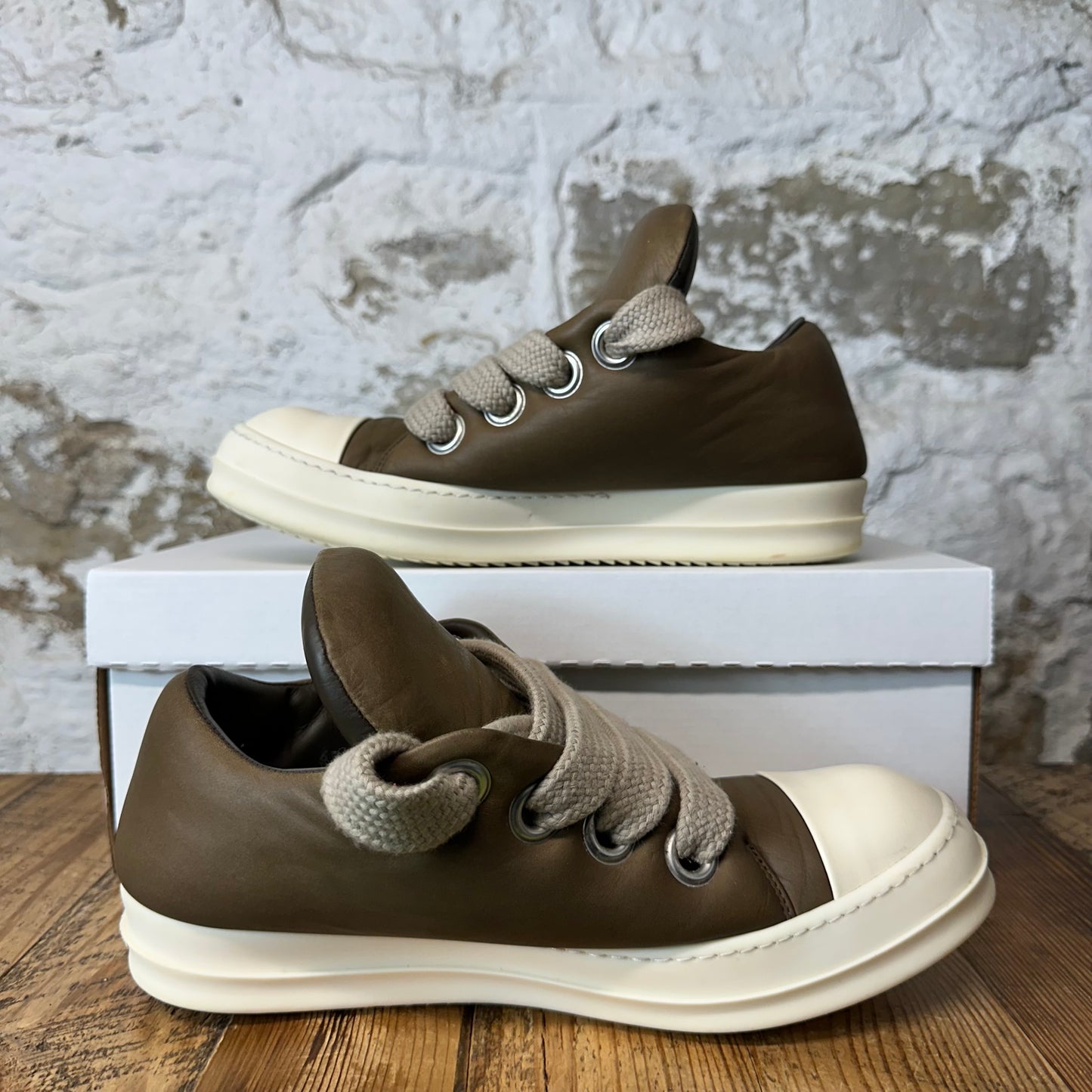 Rick Owens Jumbo Lace Puffer Bean Milk Sneaker Sz 8 (41)