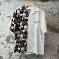 Prada Double Match White Orange Black Button Up Shirt Sz M