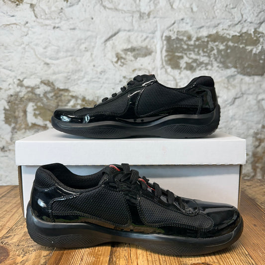 Prada Americas Cup Vintage Triple Black Patent Sneaker Sz 6