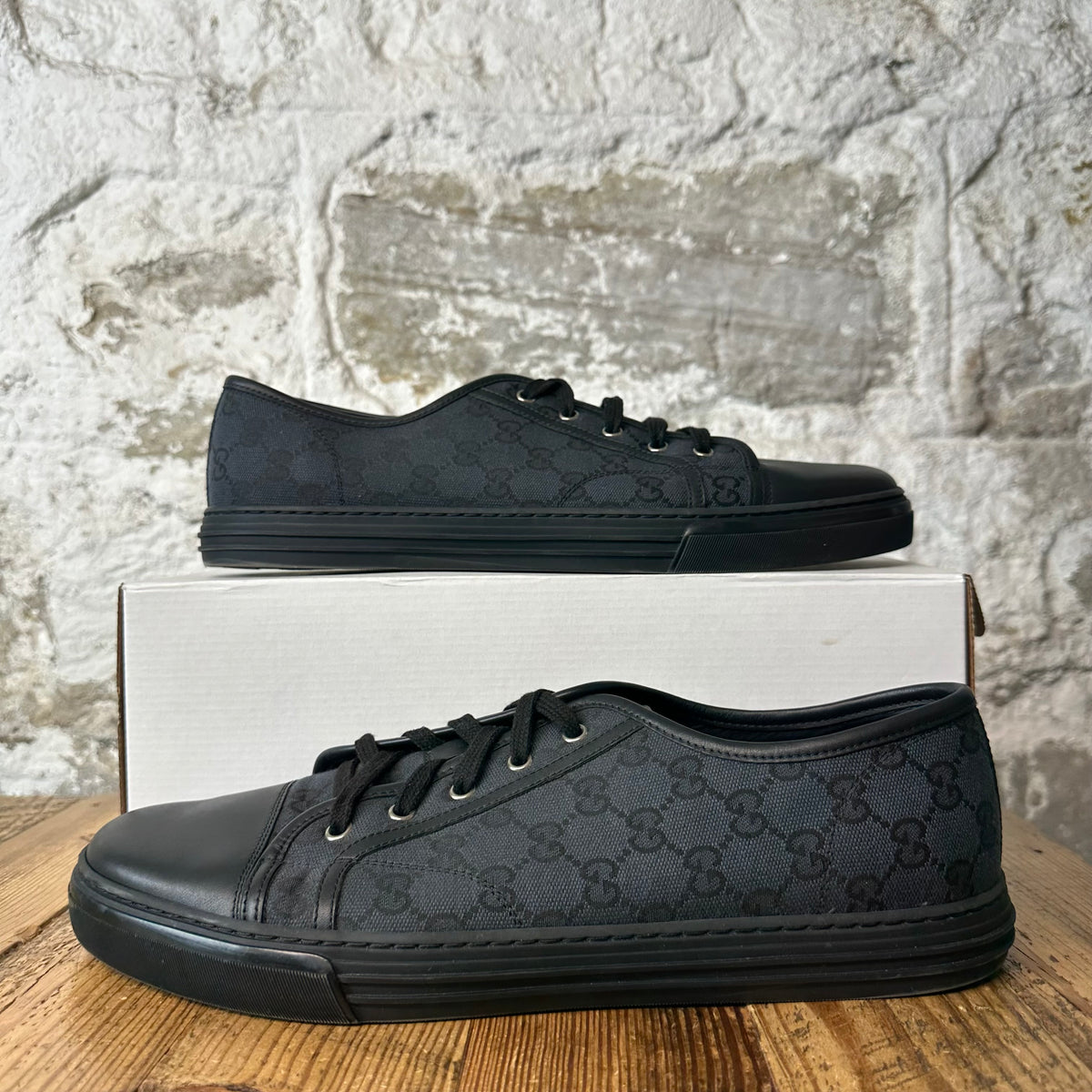 Gucci Black Canvas GG Monogram Sneaker Sz 13