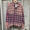 Vale Pink Plaid Rhinestone Flannel Sz L