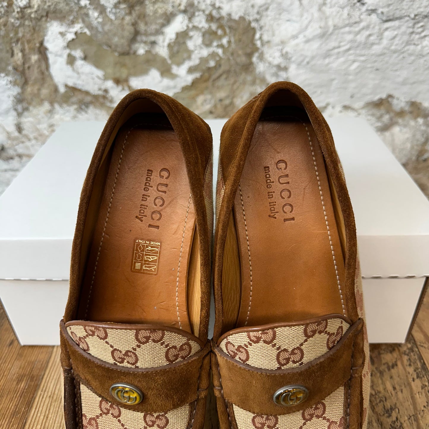 Gucci GG Brown Monogram Canvas Loafer Sz 7.5 No Box