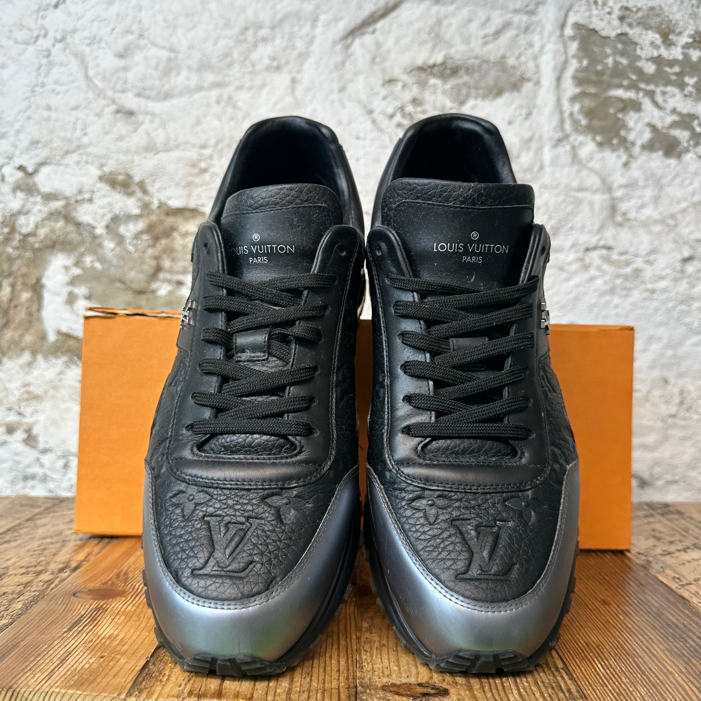 Louis Vuitton Black Monogram Silver Runaway Sneaker Sz 10.5 (9LV)