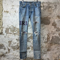 Amiri Purple Suede Core Logo Blue Denim Jeans Sz 32