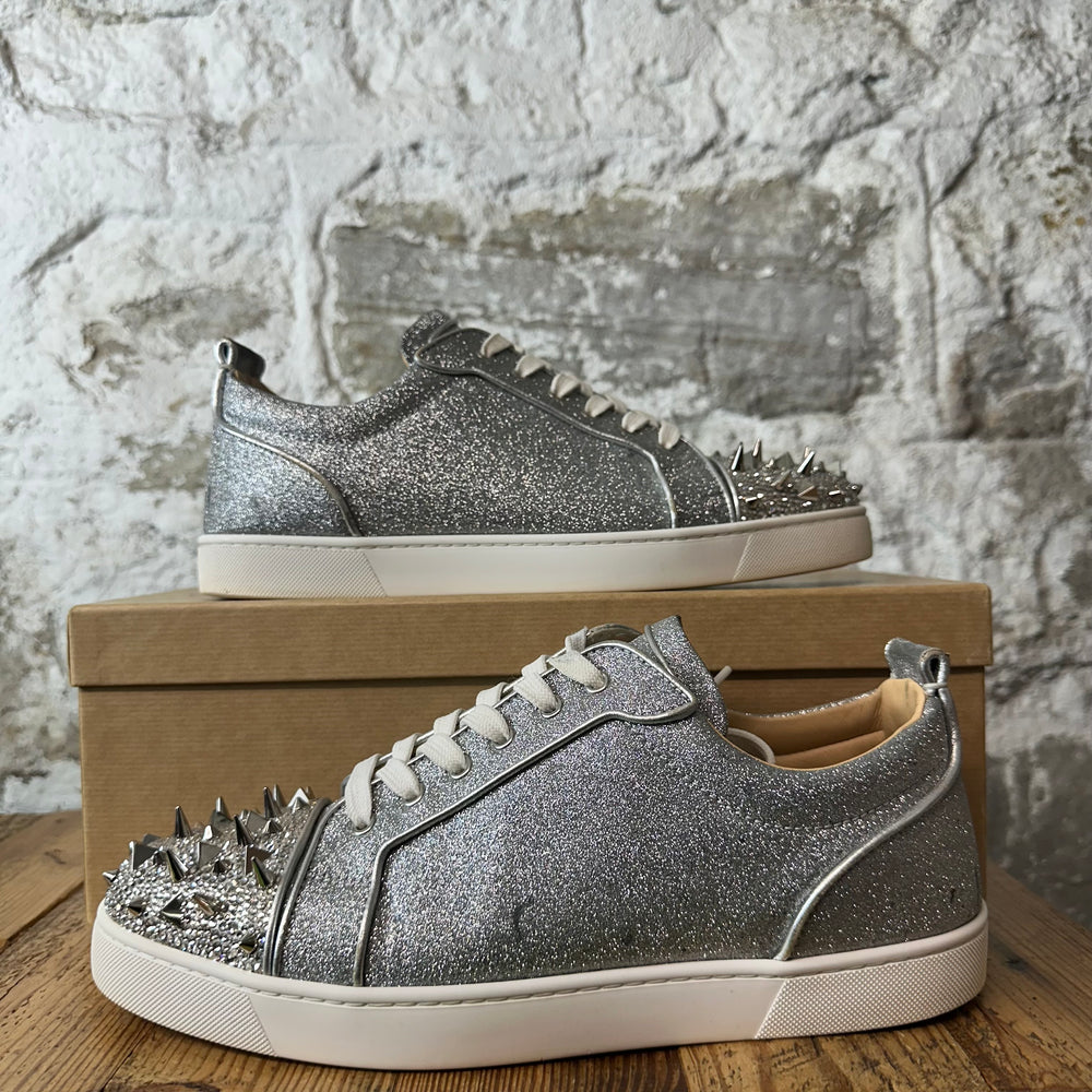 Christian Louboutin SIlver Glitter Spike Sneaker Sz 11.5 (44.5)