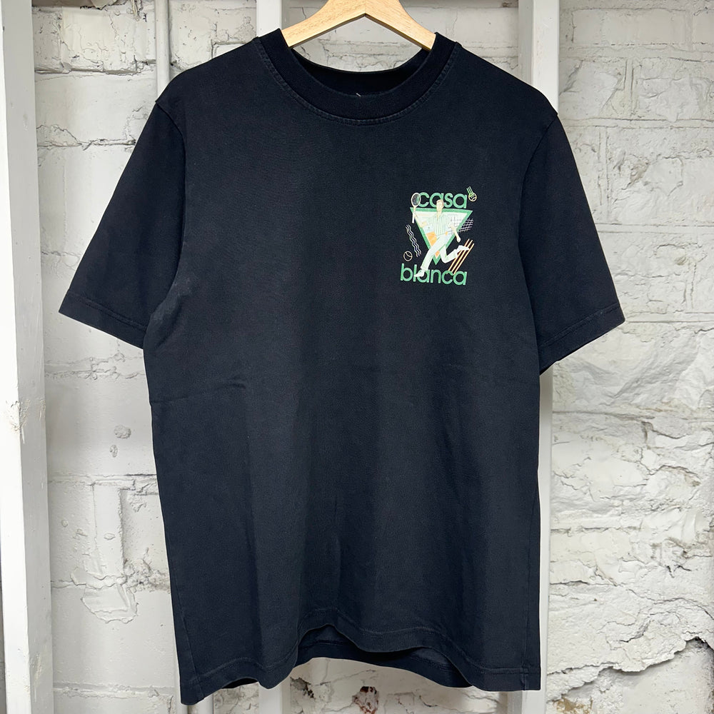 Casablanca Tennis Green Triangle T-Shirt Sz M