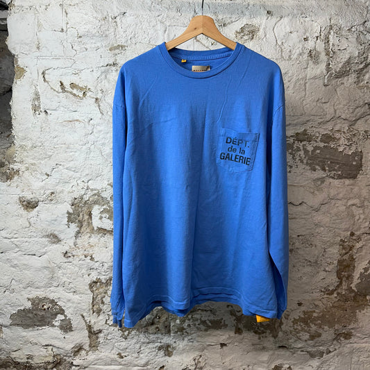 Gallery Dept Black Logo L/s Blue Sz XL
