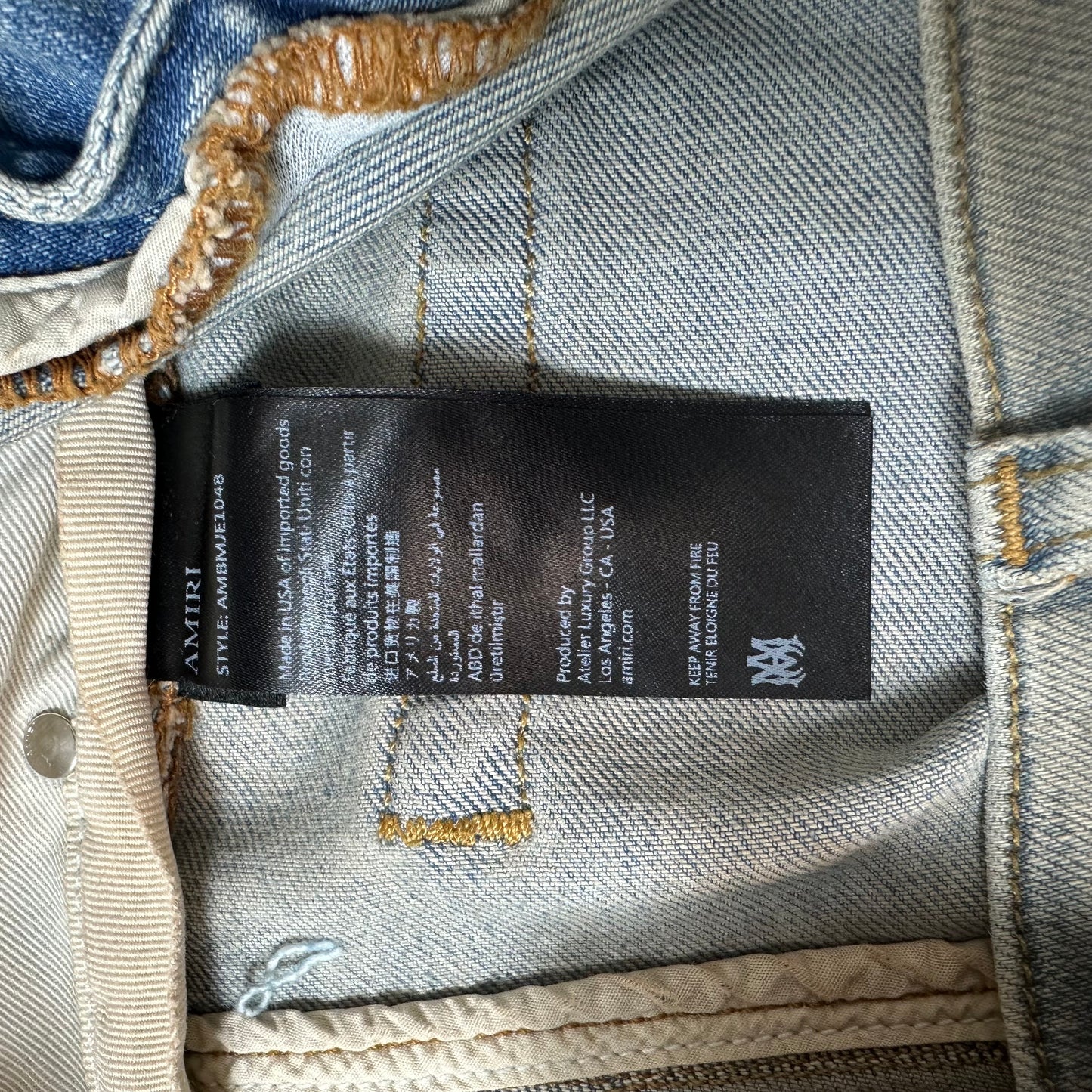 Amiri Domino Applique Blue Denim Jeans Sz 33