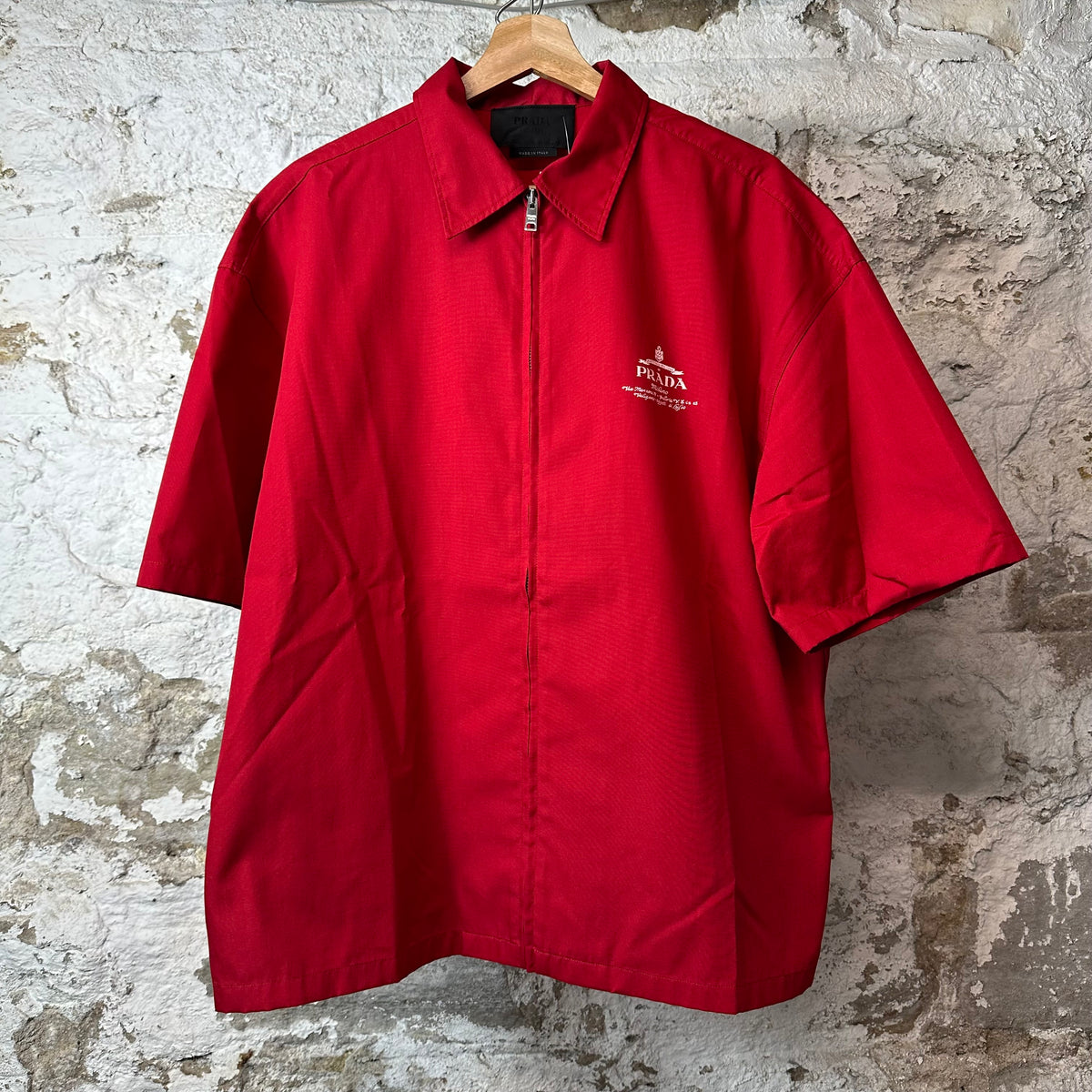 Prada Technical Red Full Zip Shirt Sz M