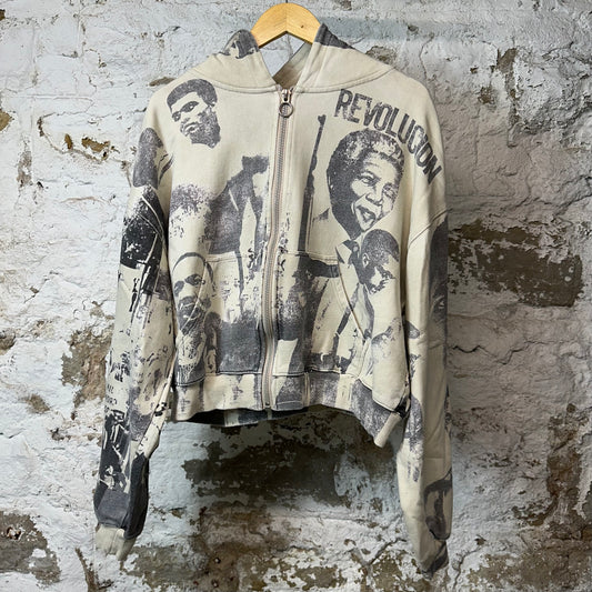 Vale Revolucion Zip Up Hoodie Cream Sz S