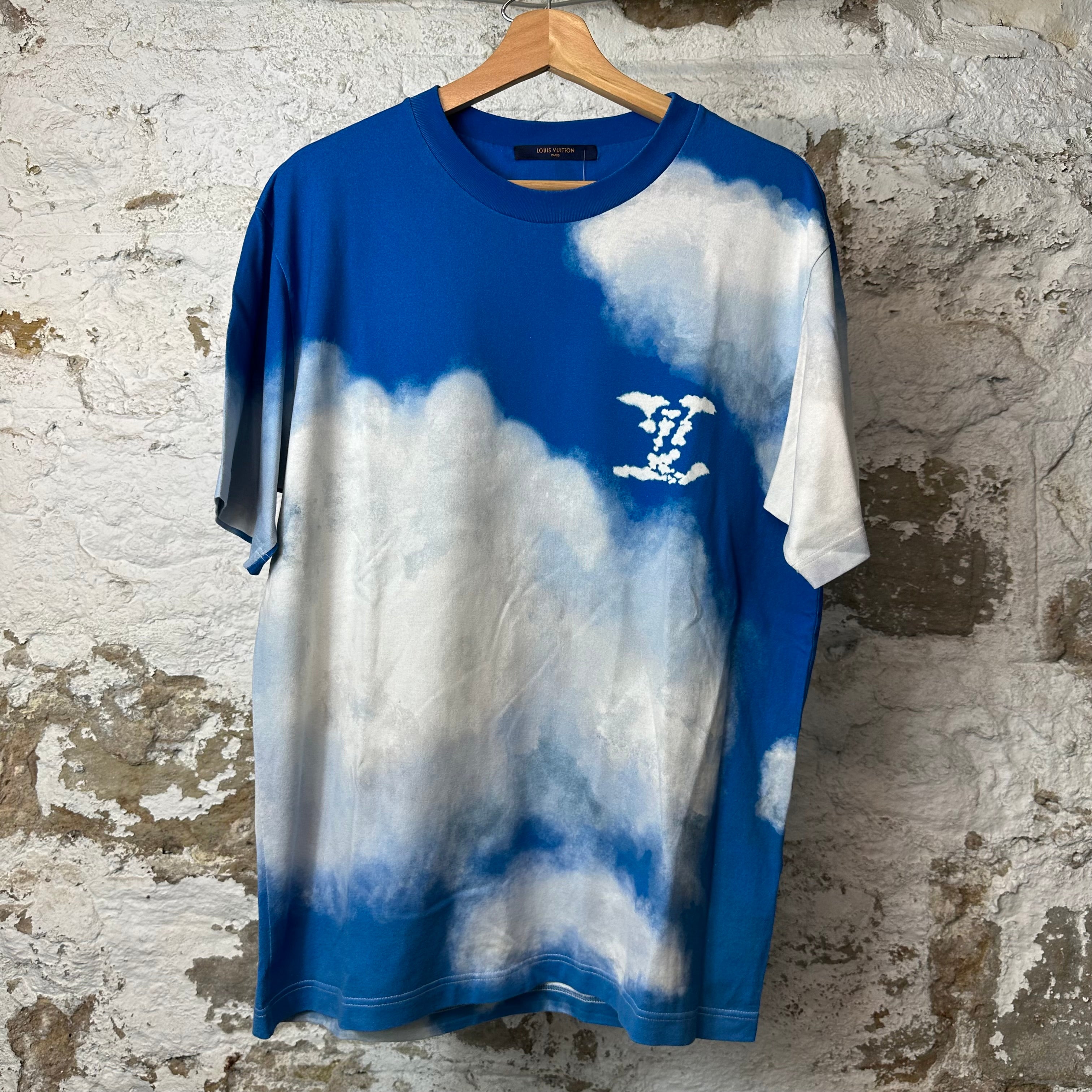 Louis Vuitton Blue White Cloud Logo T-Shirt Sz XL