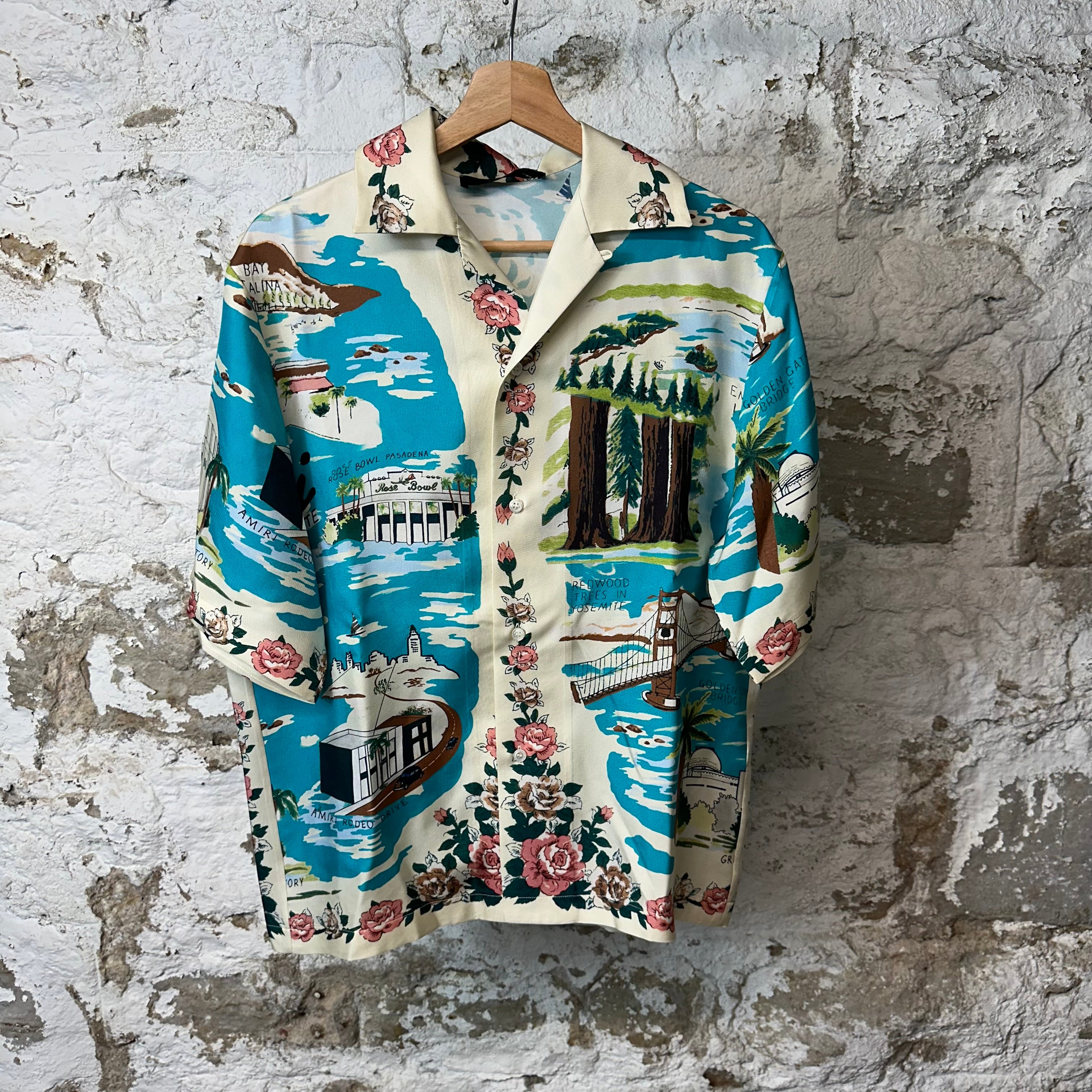 Amiri Rose Bowl Multicolor Button Up Shirt Sz S