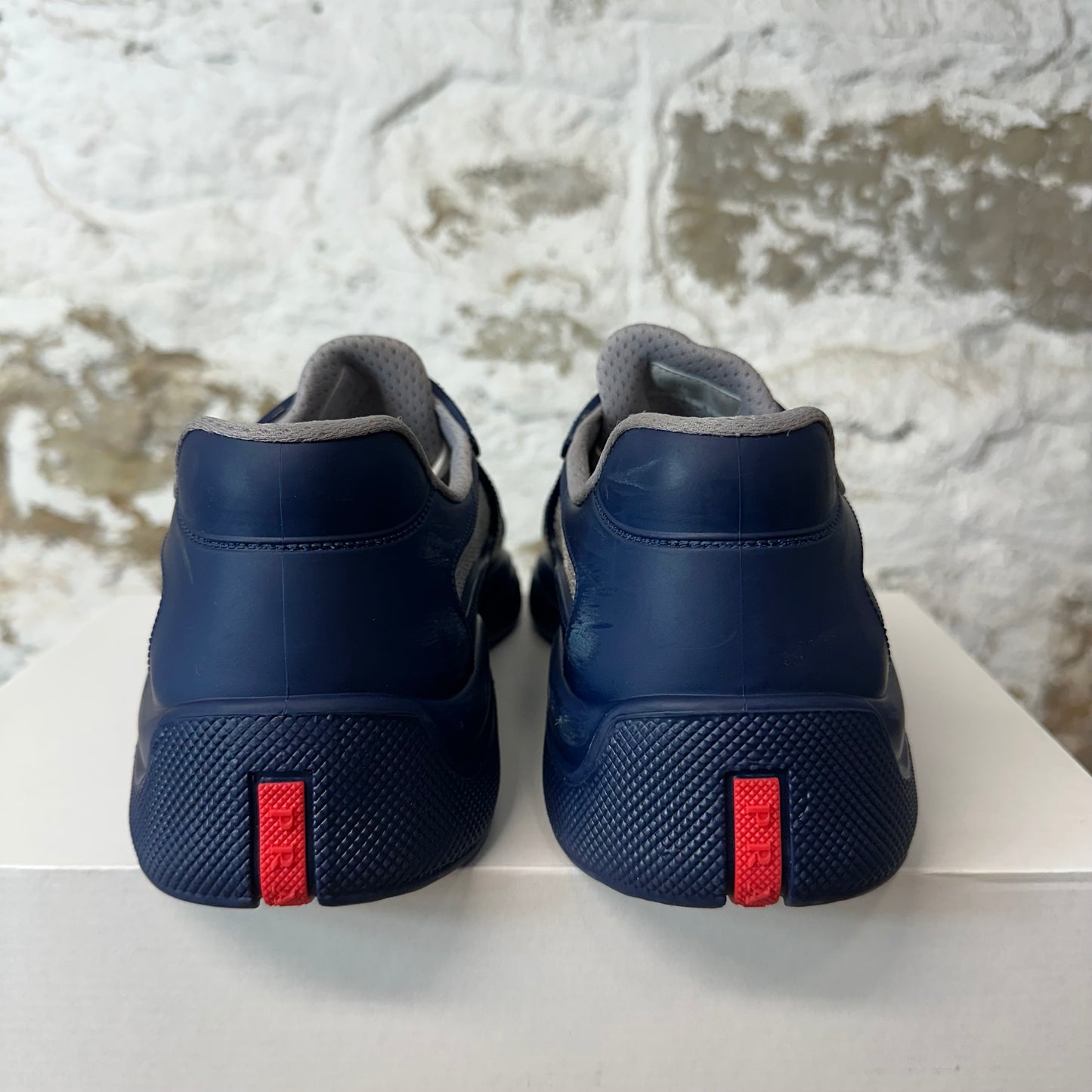 Prada Americas Cup Navy Rubber Grey Sneaker Sz 10 (43)