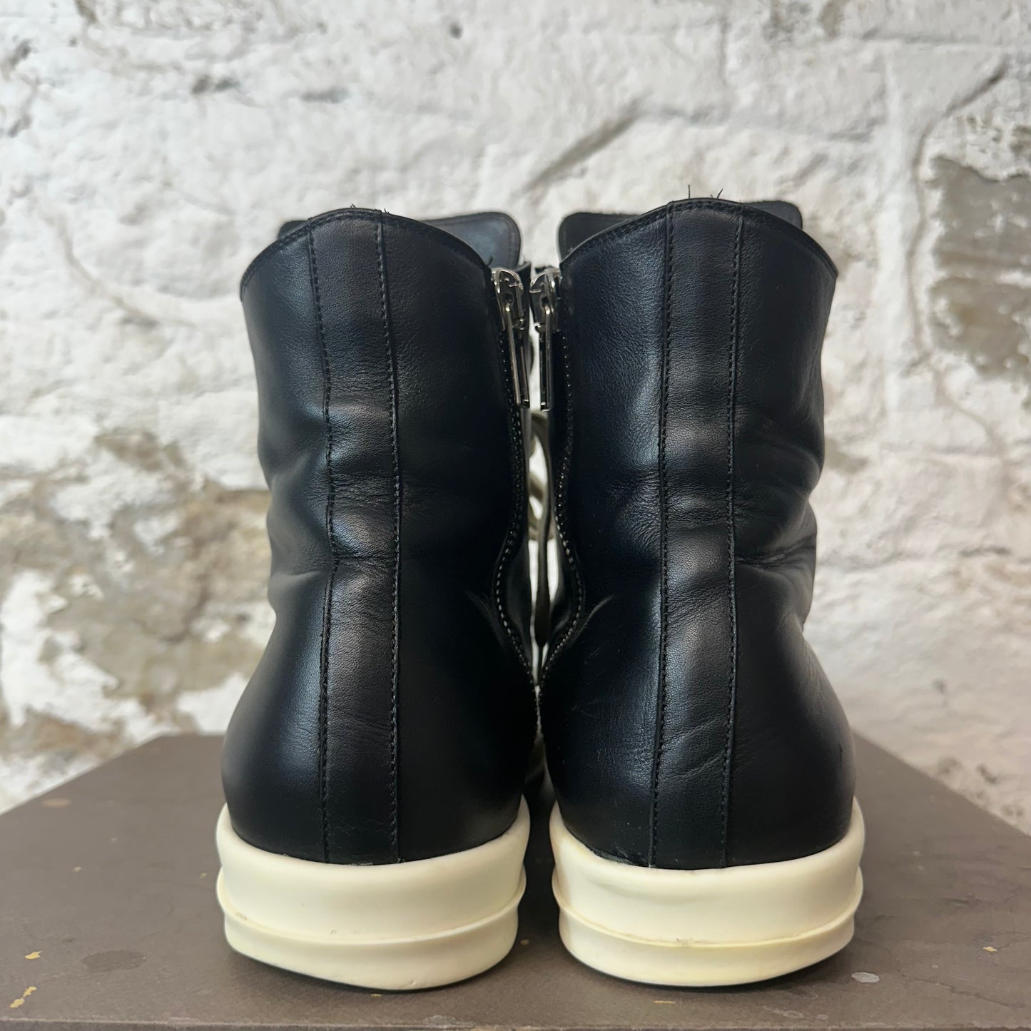 Rick Owens High Black Leather Milk Sneaker Sz 10 (43)