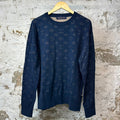 Louis Vuitton Drop Needle Monogram Crewneck Navy Sz XL