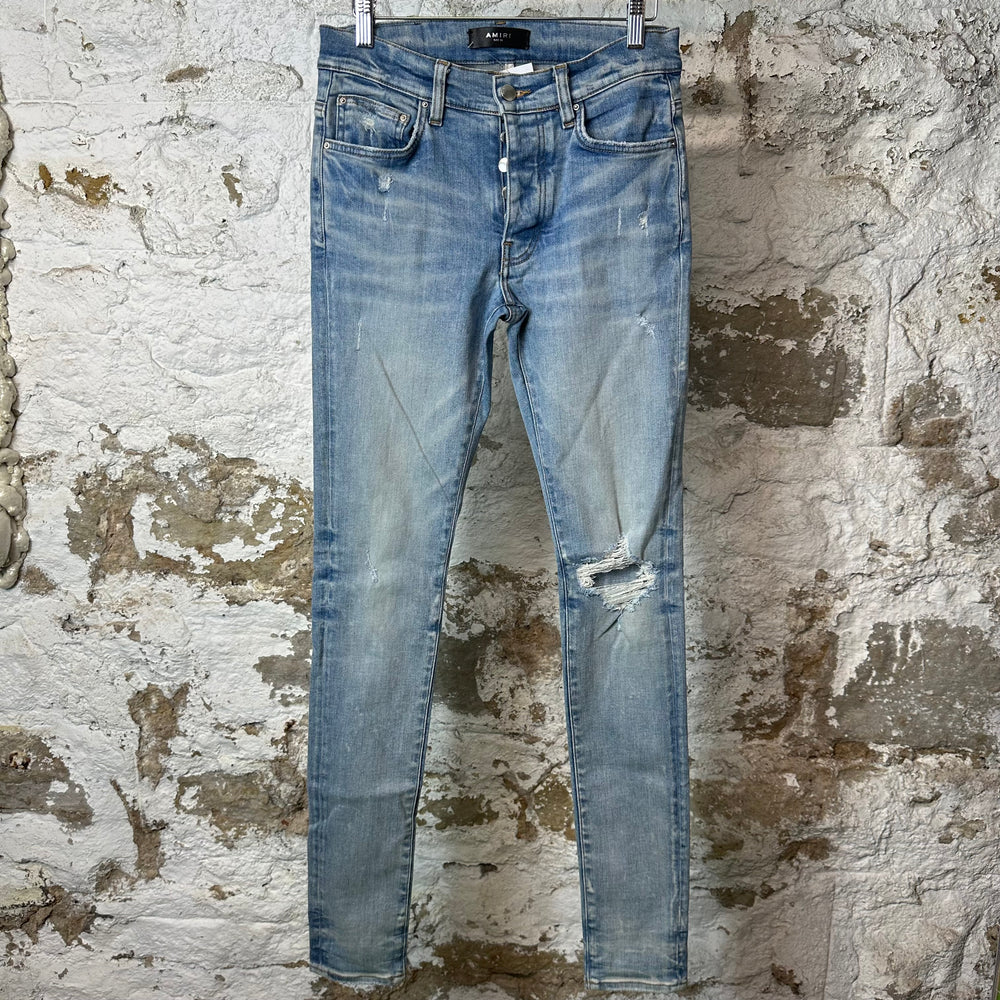 Amiri Knee Hole Blue Denim Jeans Sz 28