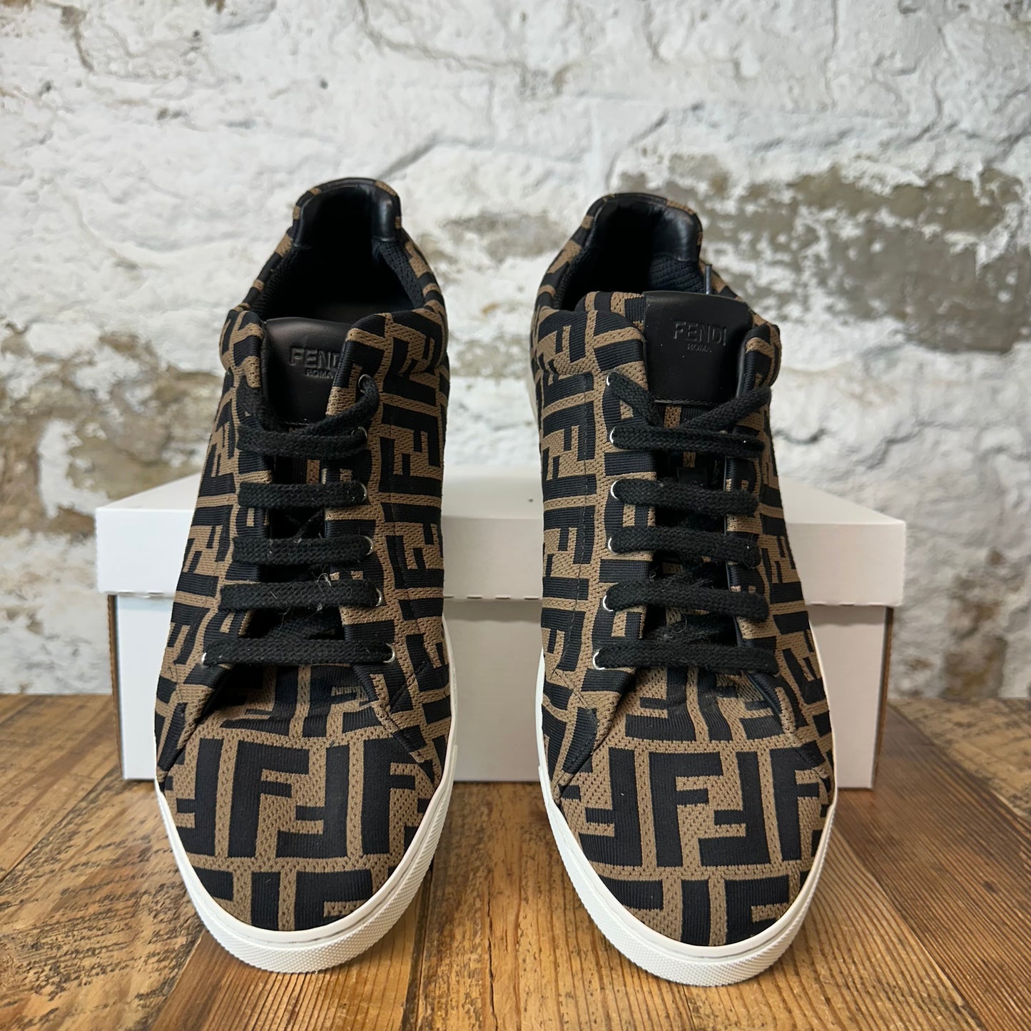 Fendi Forever Black Brown Monogram Sneaker Sz 10