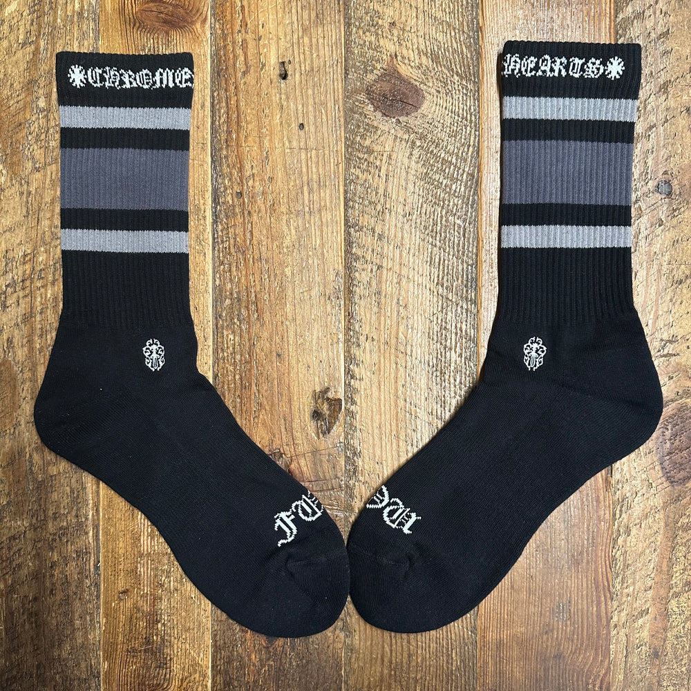 Chrome Hearts Grey Stripe Black Socks DS