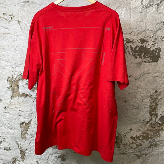 Off White Gray Arrows Red T-shirt Sz L