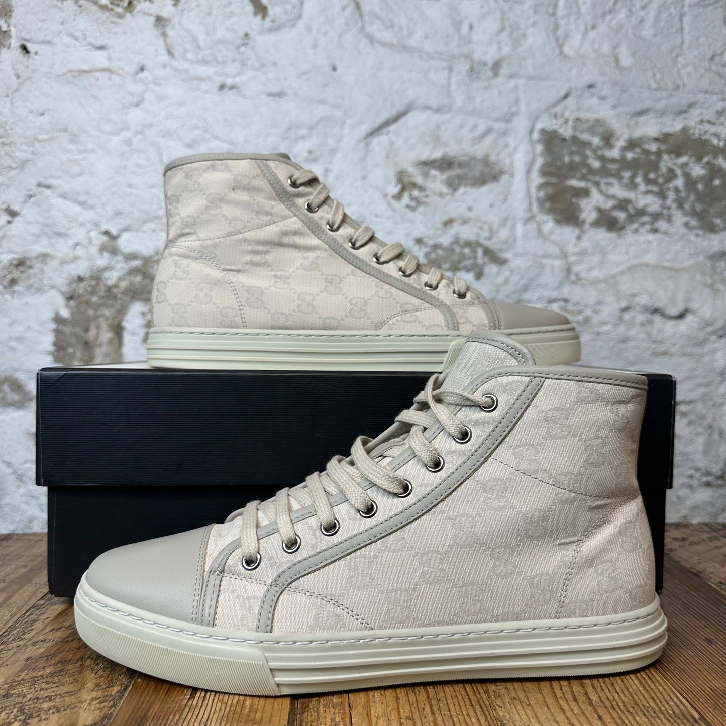 Gucci High Beige GG Monogram Sneaker Sz 8.5