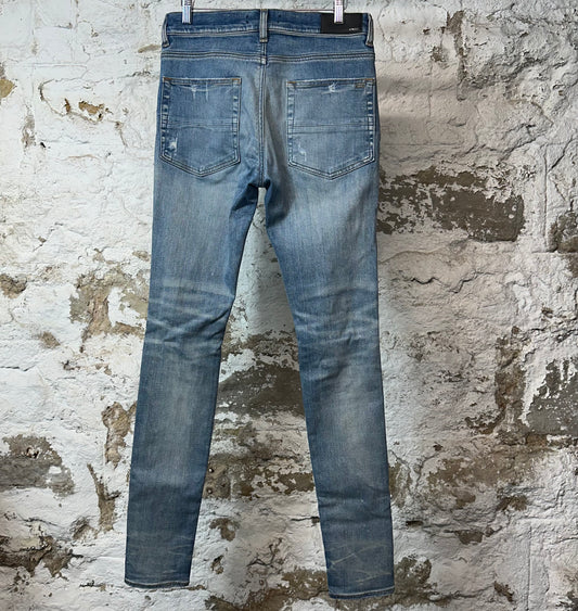 Amiri Plain Blue Distressed Denim Jeans Sz 31