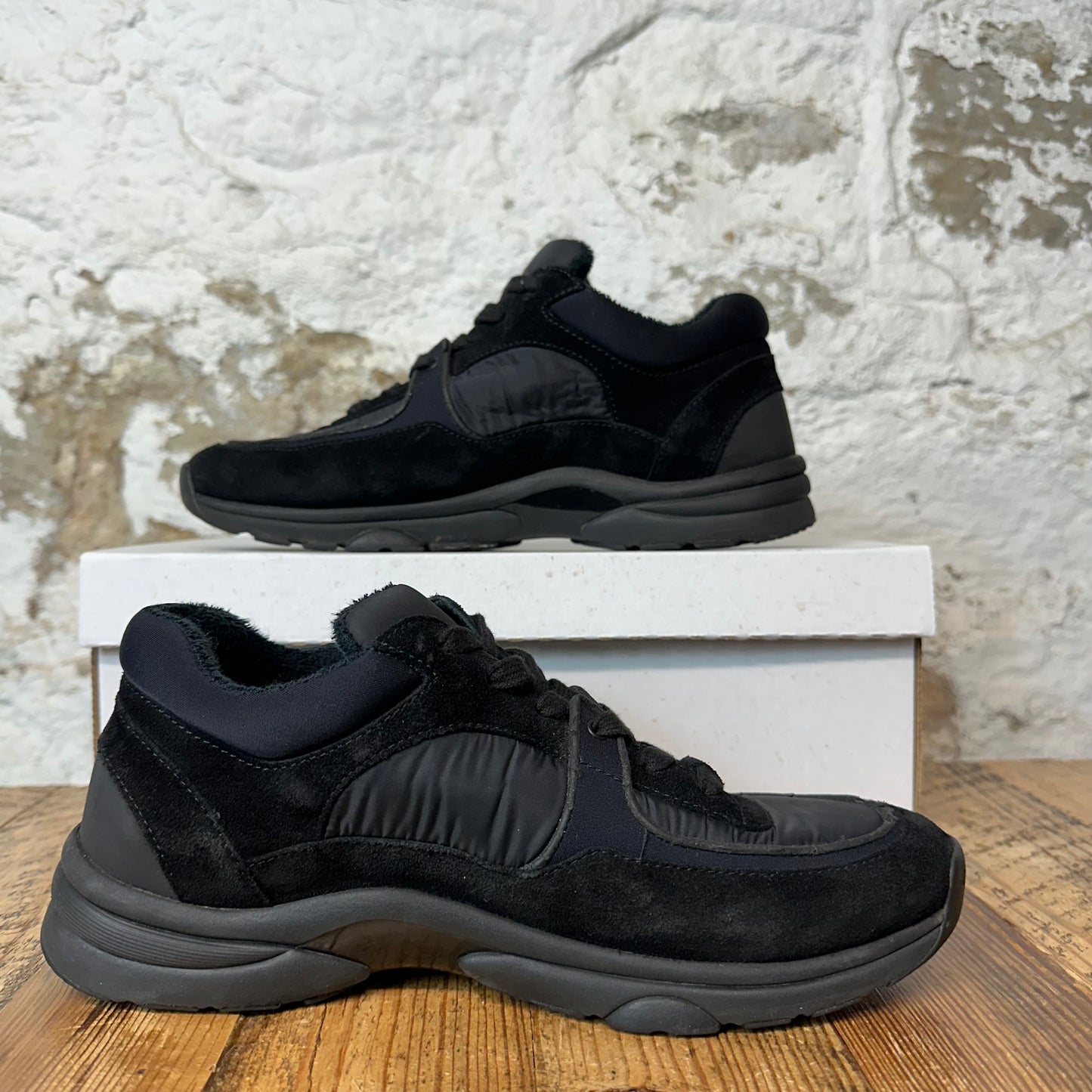 Chanel CC Triple Black Trainer Sneaker Sz 9 (42)