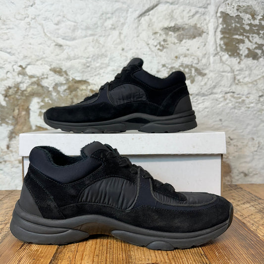 Chanel CC Triple Black Trainer Sneaker Sz 9 (42)