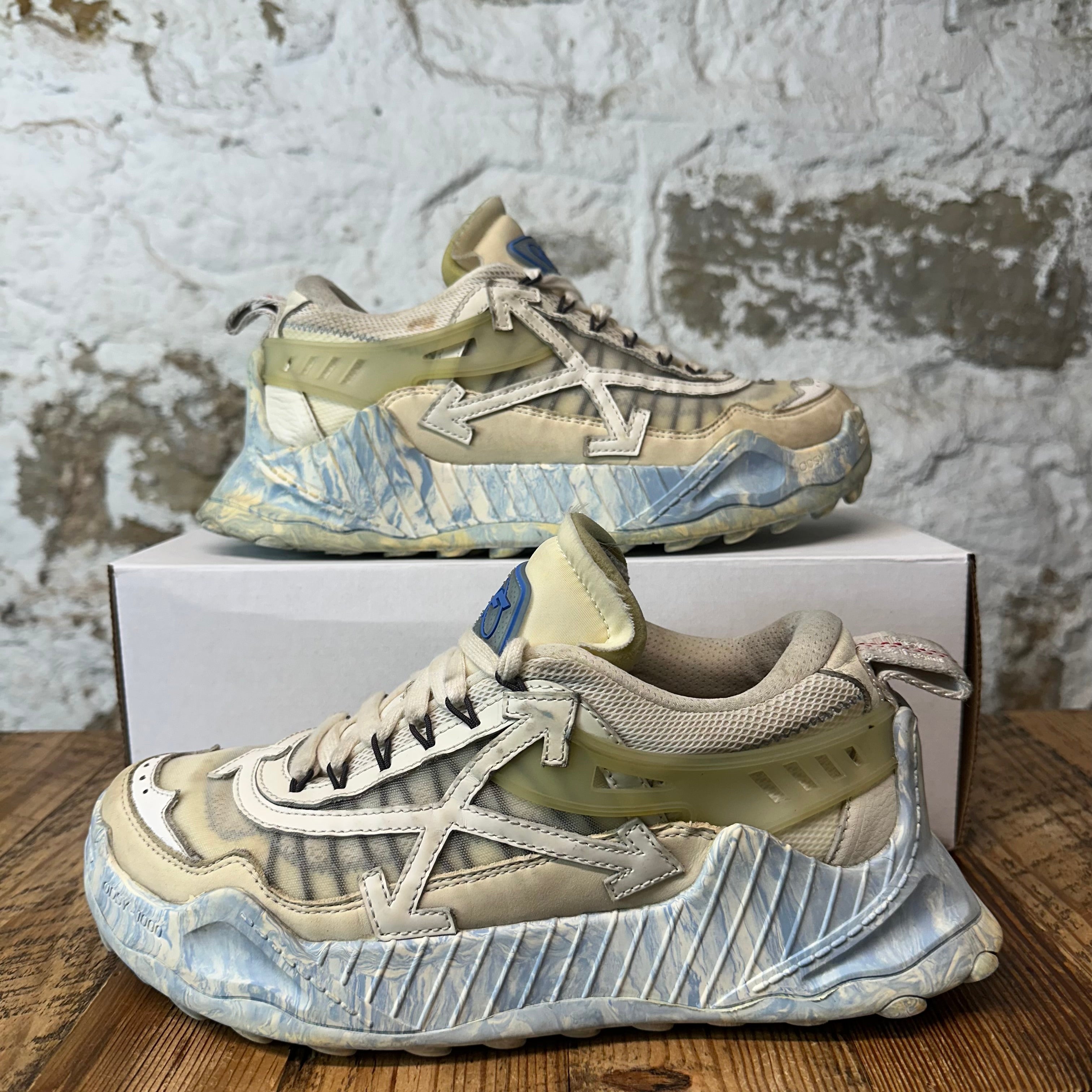 Off-White ODSY 1000 Cream Blue Sneaker Sz 9 (42)