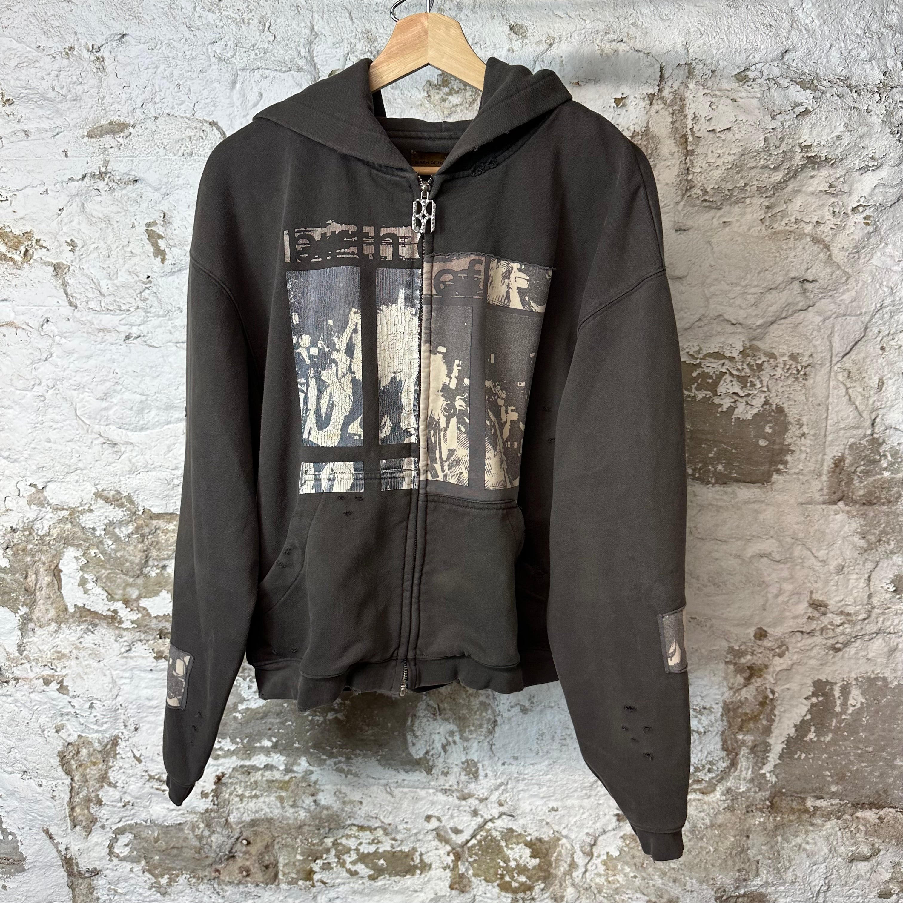 Birth Of Royal Child Flashlight Zip Up Hoodie Brown Sz S