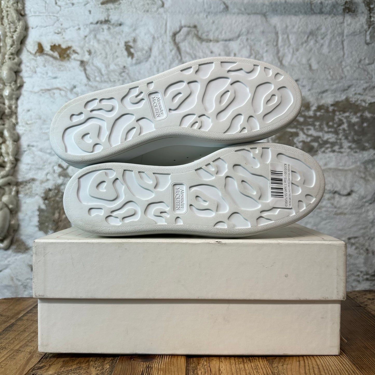 Alexander McQueen Green Croc Tab White Sneaker Sz 7.5 (40.5)