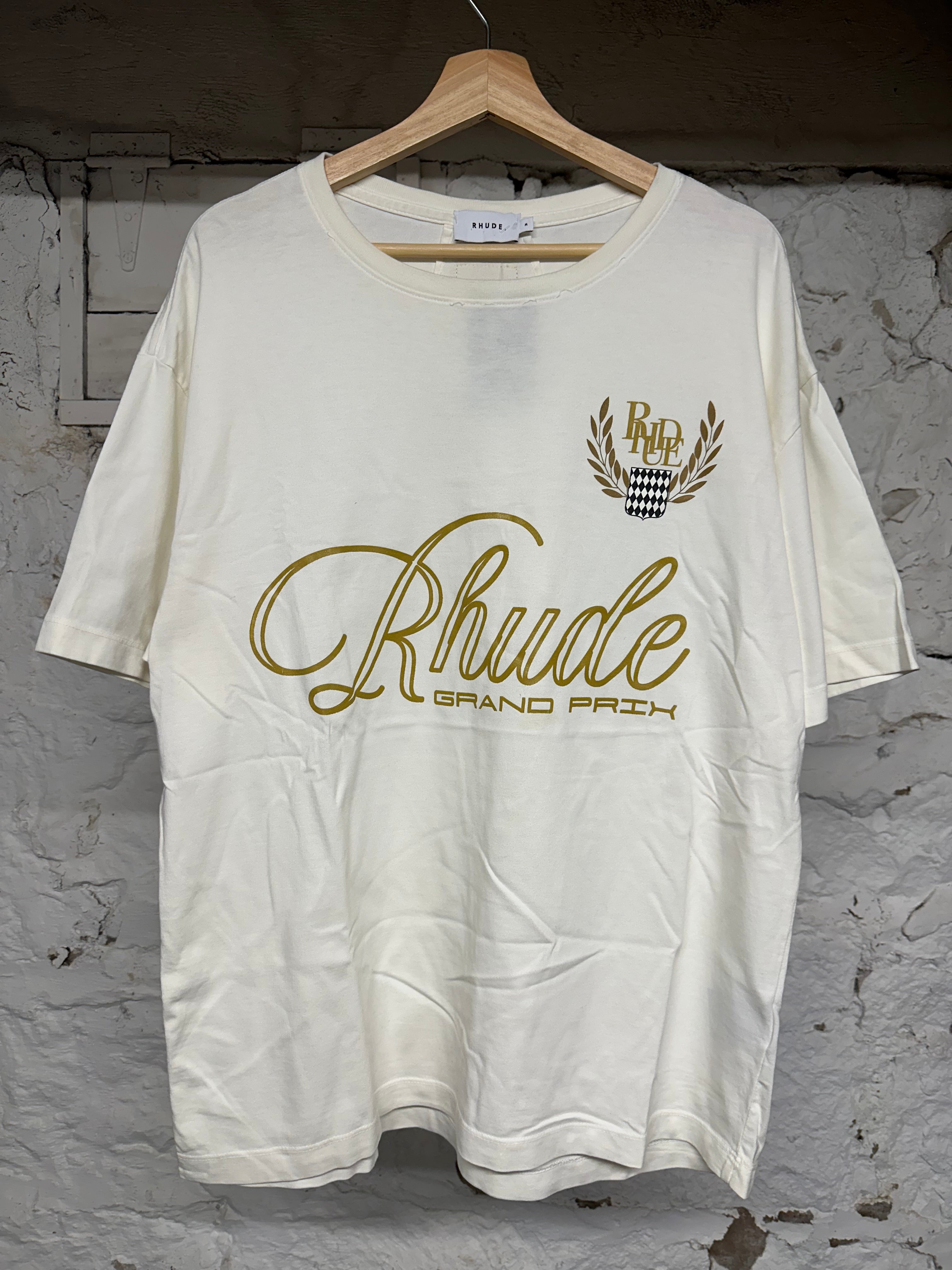 Rhude Grand Prix White T-Shirt Sz M