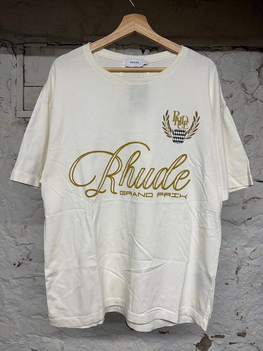 Rhude Grand Prix White T-Shirt Sz M