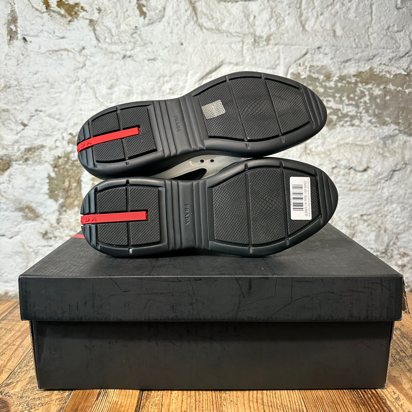 Prada Americas Cup White Red Patent Black Sneaker Sz 9