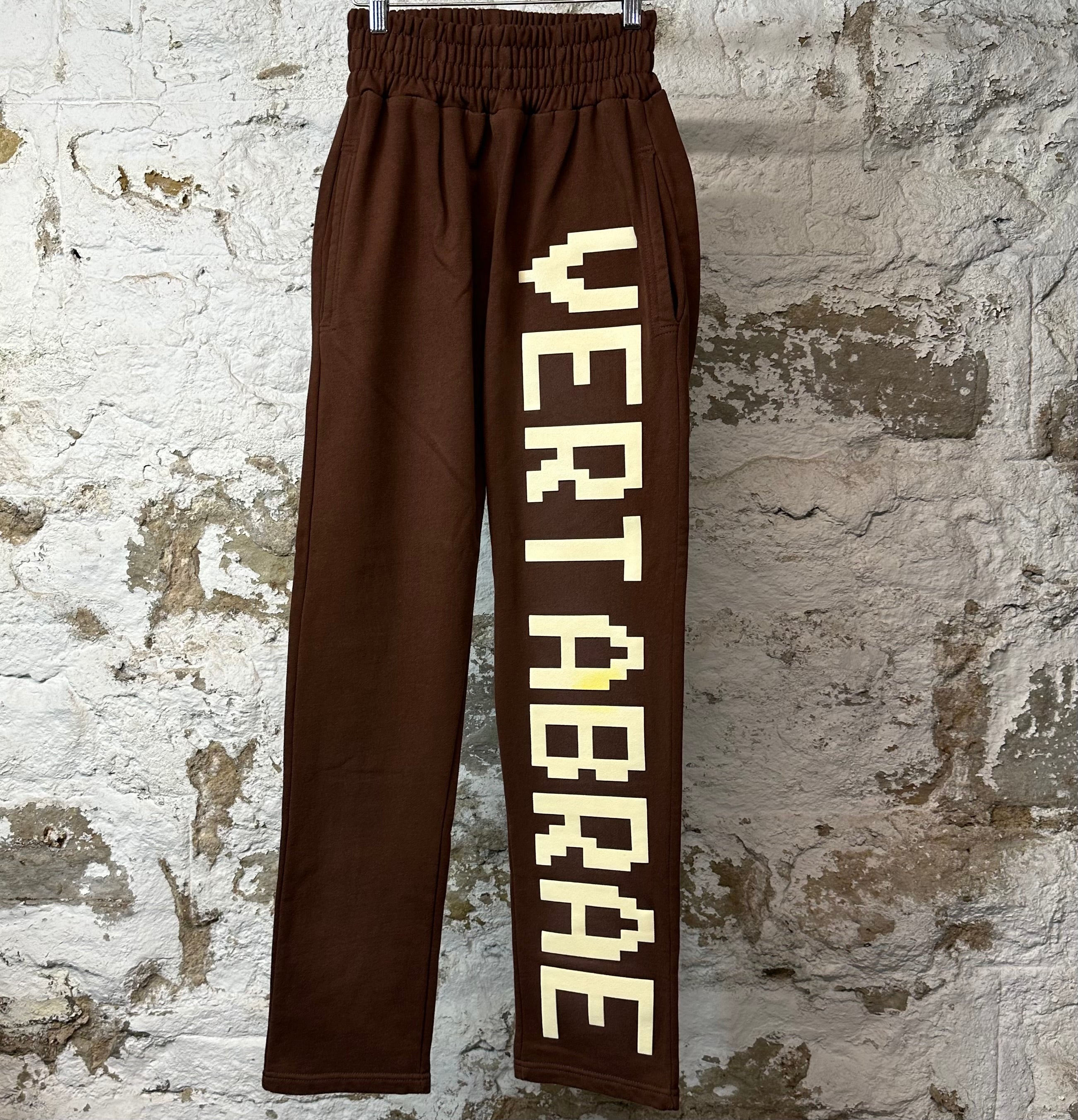 Vertabrae Cream Spellout Sweatpants Brown Sz M