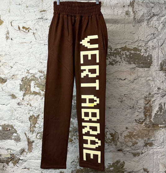 Vertabrae Cream Spellout Sweatpants Brown Sz M