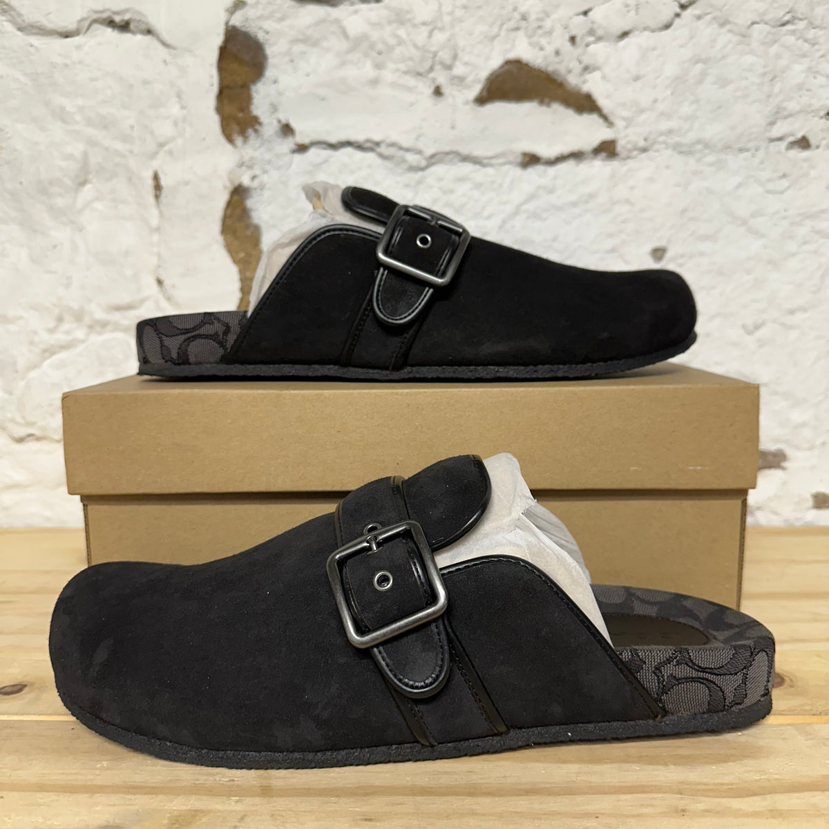 Coach Archive Buckle Black Clog Sz 13