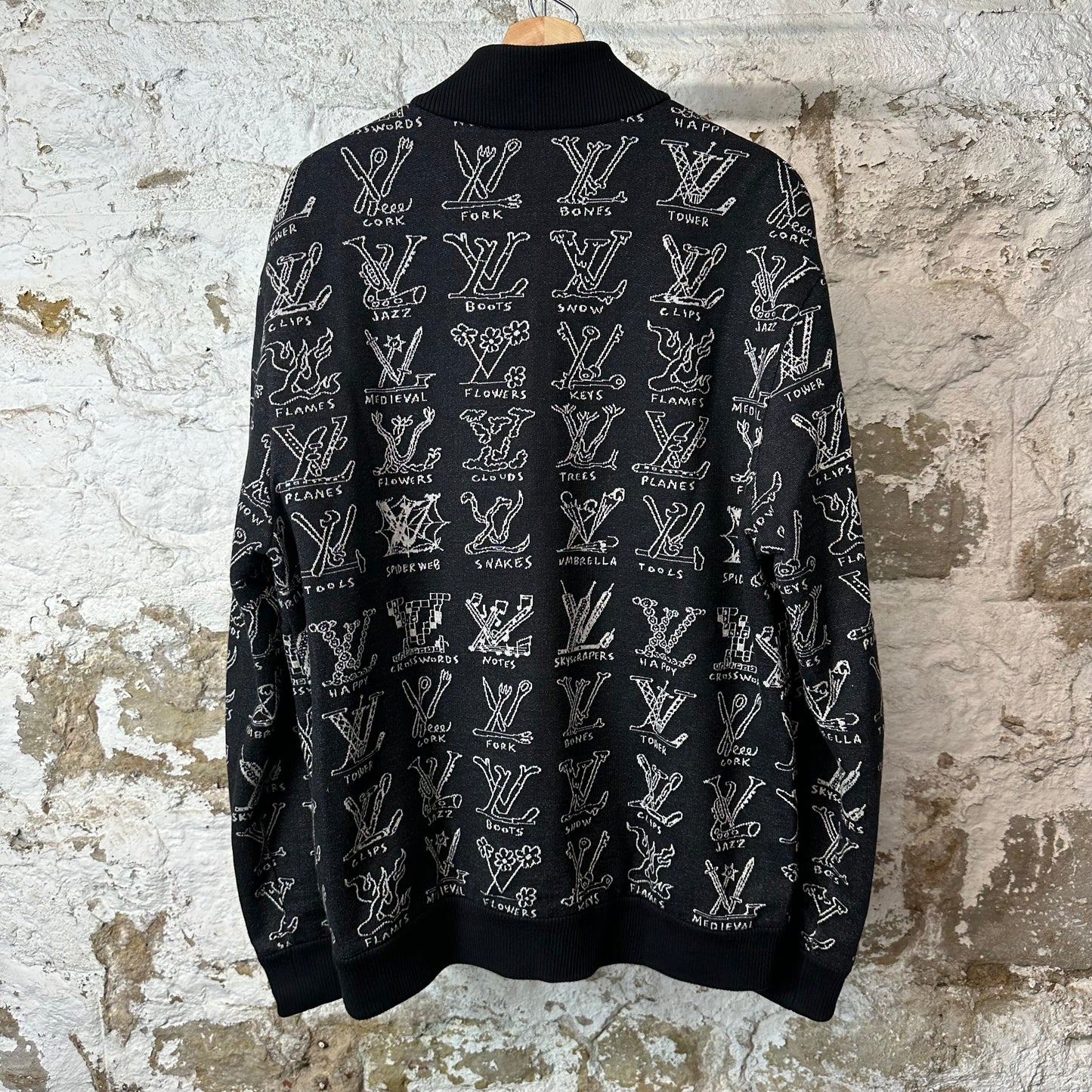 Louis Vuitton Cartoon Logos Black Zip Up Jacket Sz L