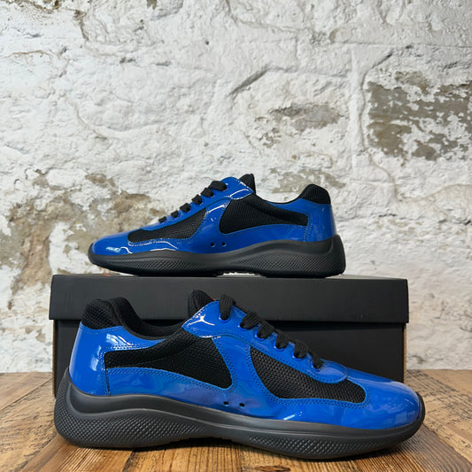 Prada Americas Cup Dark Blue Patent Black Sneaker Sz 9