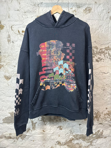 Rhude Grand Prix Multicolor Hoodie Black Sz M